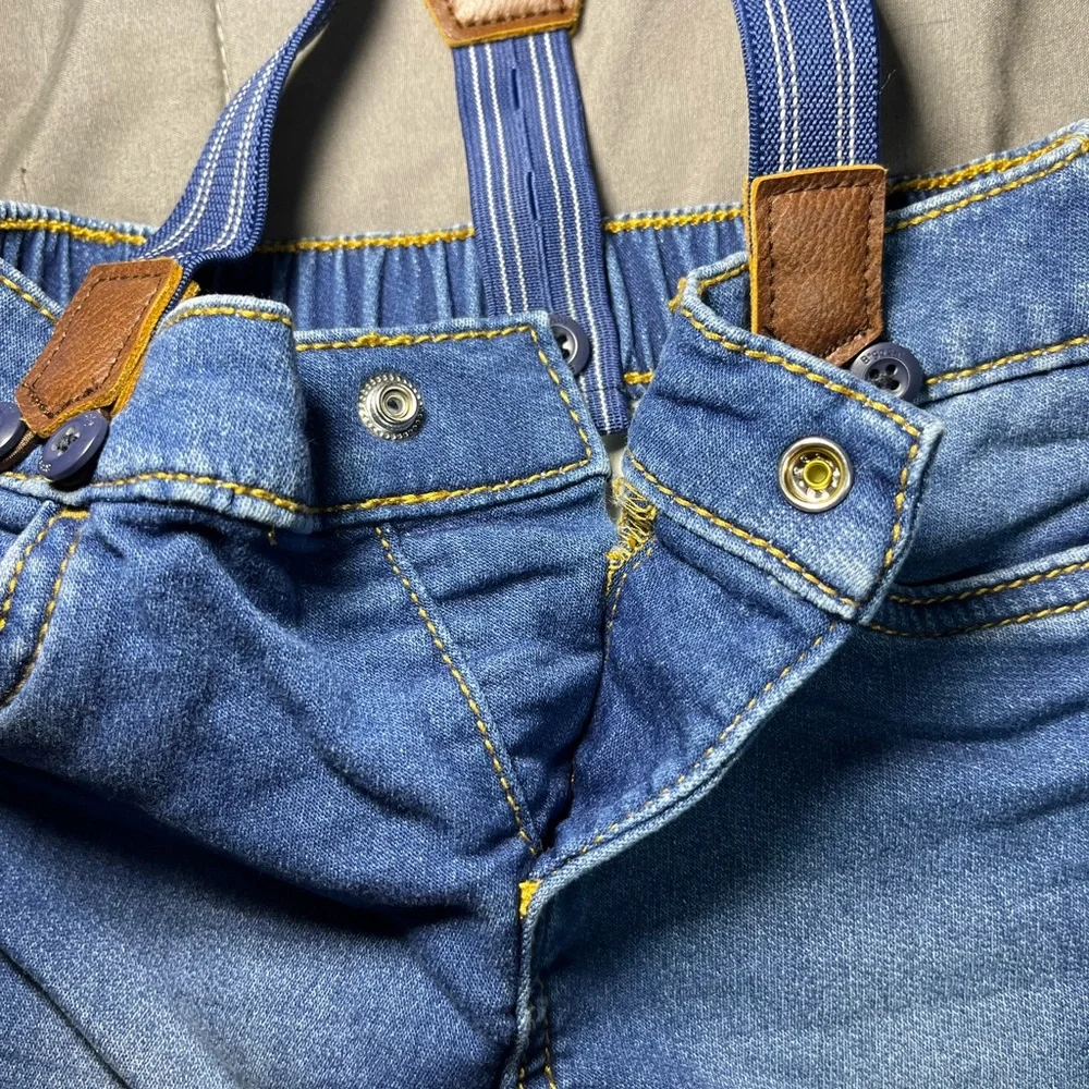 OshKosh‎ B’gosh Baby Boys 12M Suspenders Denim Jeans Blue
